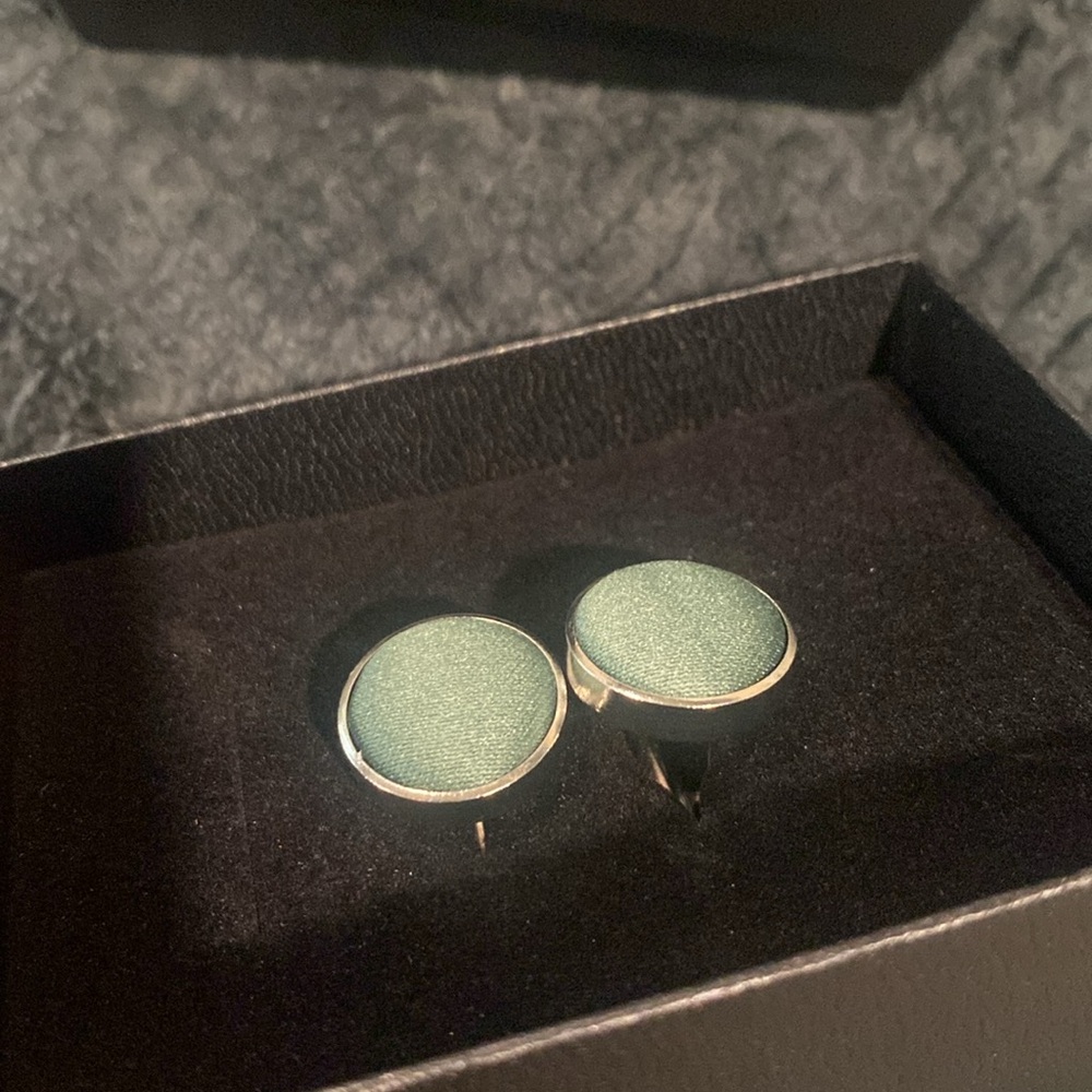 Azazie Rounded Matte Satin Cuff Links - Picture 4 of 4